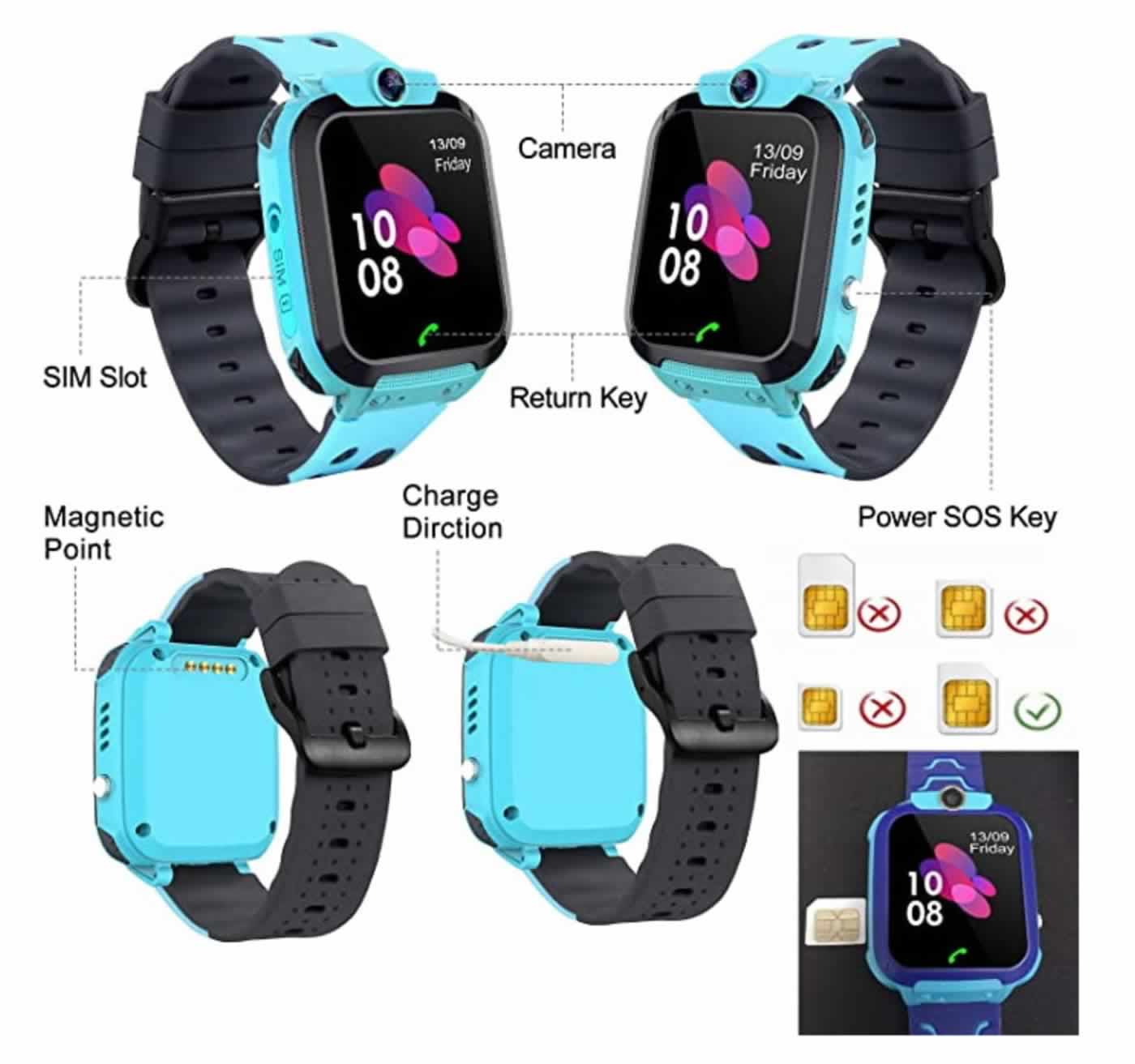 Olivfant kids smart watch camera with sim card sos tracker childrens watch for girl boys